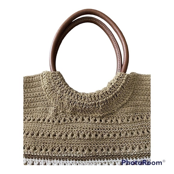 BOHO WOVEN HANDBAG-TAN AND BRIWN - Picture 4 of 5